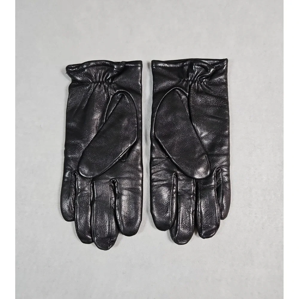 Wilsons Leather Womens Black Leather Cashmere Lined Gloves Size Large - Vintage